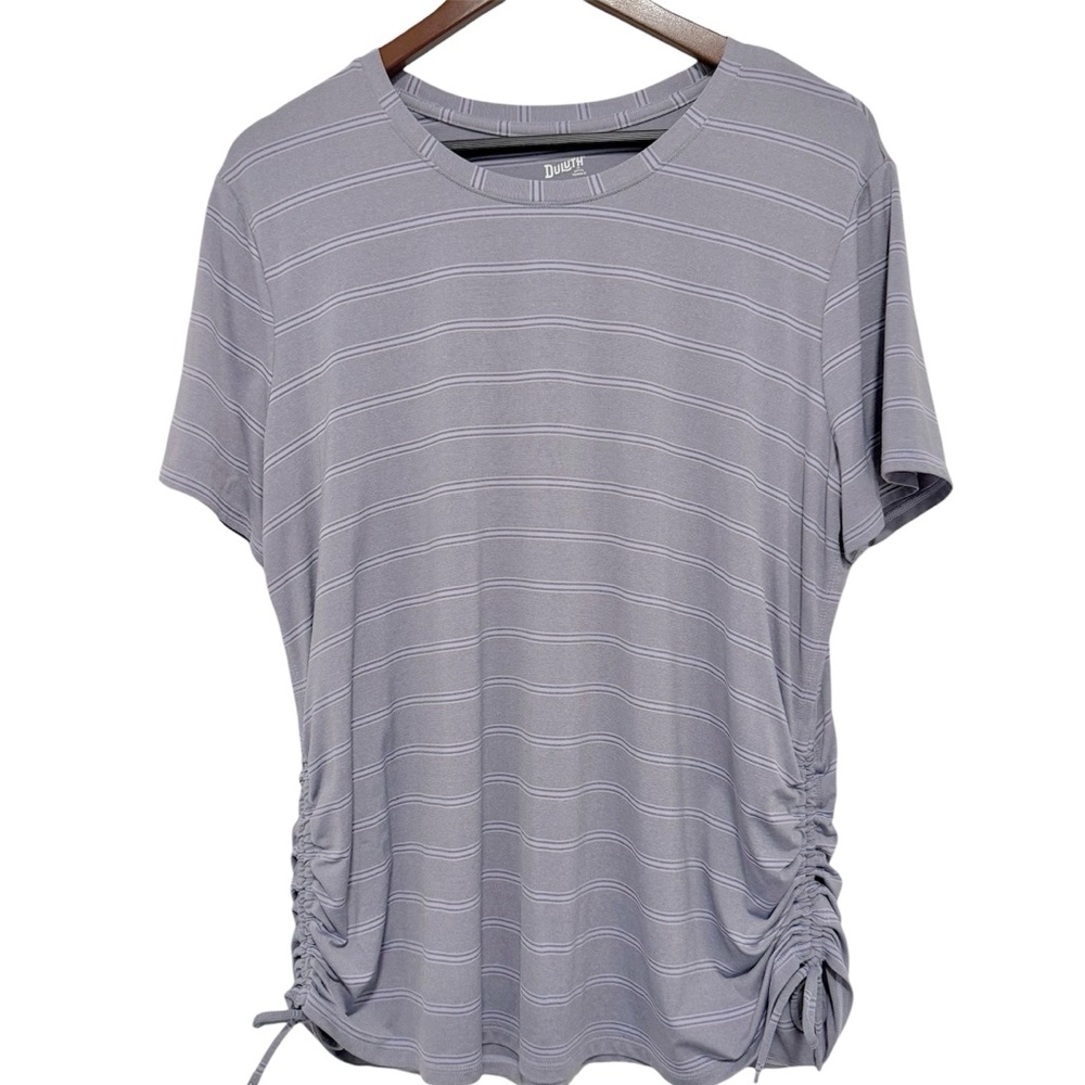 Duluth Trading Armachillo Cinch Tech Short Sleeve Tee Purple Stripe XL